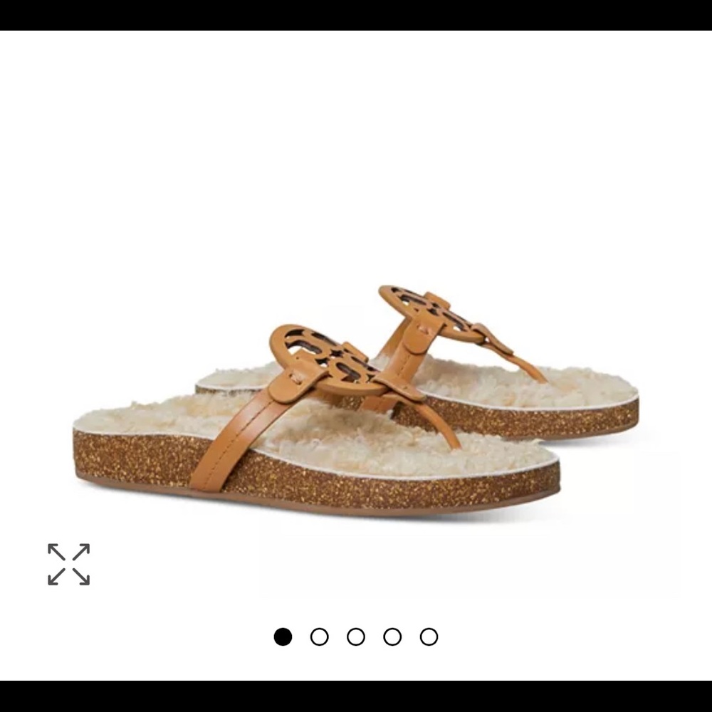New In Box Tory Burch Miller Cloud Shearling Size 5.5 Caramel Corn